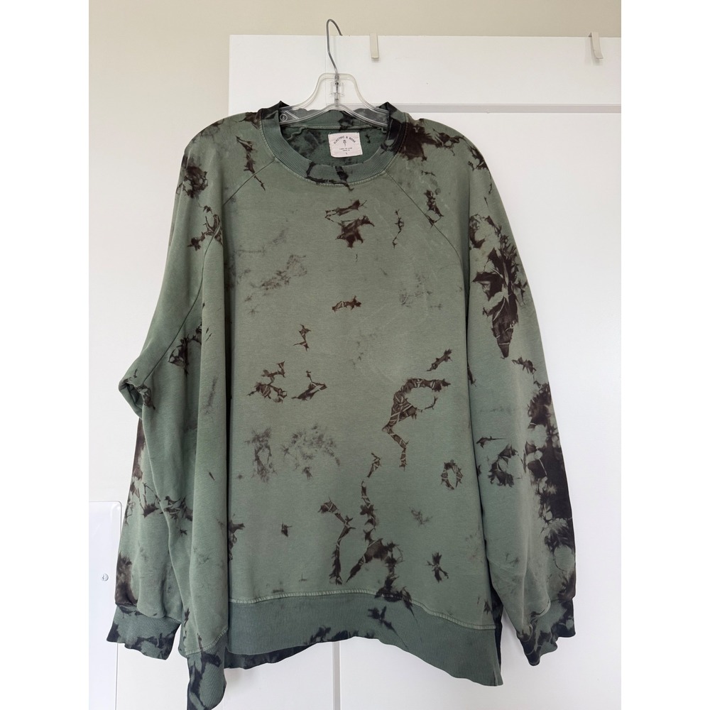 Electric & Rose Neil Sweatshirt Sage Green Black Tie Dye Oversized Large